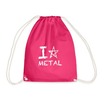 I Penta Metal - Logo White - Drawstring Bag - fuchsia - Front