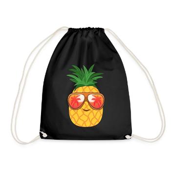 Pineapple sunglasses summer - Drawstring Bag - black - Front