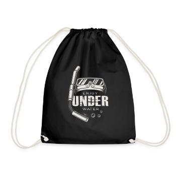 Snorkeling Diving Equipment Enjoy under Water - Drawstring Bag - black - Front