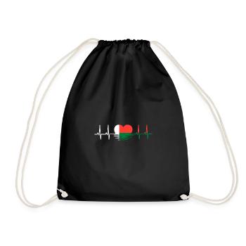 Madagascar flag heartbeat pulse sinus curve EKG - Drawstring Bag - black - Front