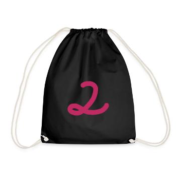 2 Number two pink number pink - Drawstring Bag - black - Front