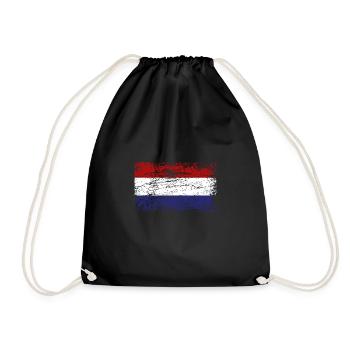 Netherlands Flag Used Look Amsterdam Vintage - Drawstring Bag - black - Front