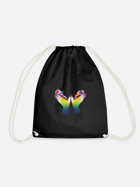 Rainbow Hands of Care - Drawstring Bag - black