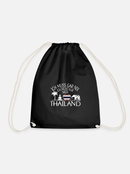 ich muss gar nix ich muss nur nach Thailand - Turnbeutel - Schwarz
