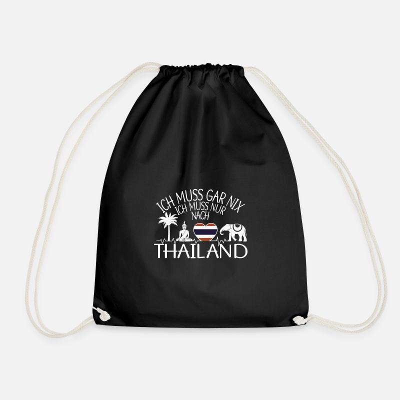 ich muss gar nix ich muss nur nach Thailand - Turnbeutel - Schwarz