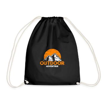 Outdoor Adventure Hiking Mountains - Drawstring Bag - black - Front