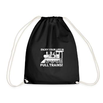 In full trains - Denglish Sprüche Denglisch - Turnbeutel - Schwarz - Vorne