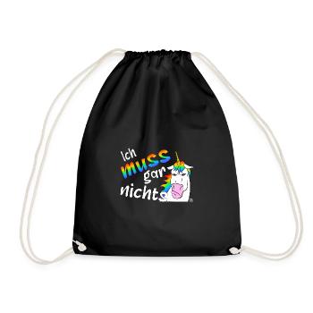 Lustiges böses Einhorn, ich muss gar nichts - Turnbeutel - Schwarz - Vorne