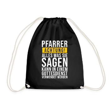 Pfarrer Lustige Geschenkidee - Turnbeutel - Schwarz - Vorne