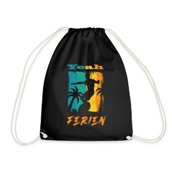 Yeah Ferien! Surfen und Strand - Turnbeutel - Schwarz - Vorne