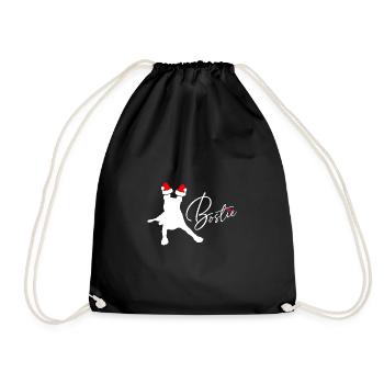Boston Terrier Bostie als Weihnachtsmann - Turnbeutel - Schwarz - Vorne