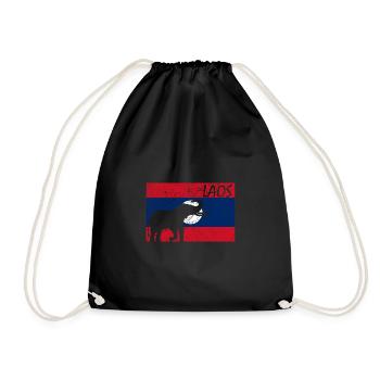 Laos Laote Laoten Stolz Flagge Kreis I Geschenk - Turnbeutel - Schwarz - Vorne