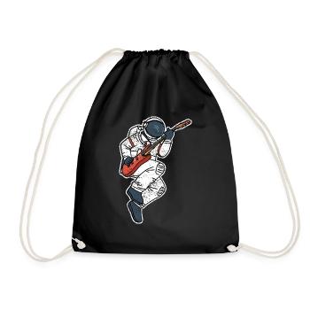 ASTRONAUT E-Gitarre lustiges Weltall Geschenk - Turnbeutel - Schwarz - Vorne
