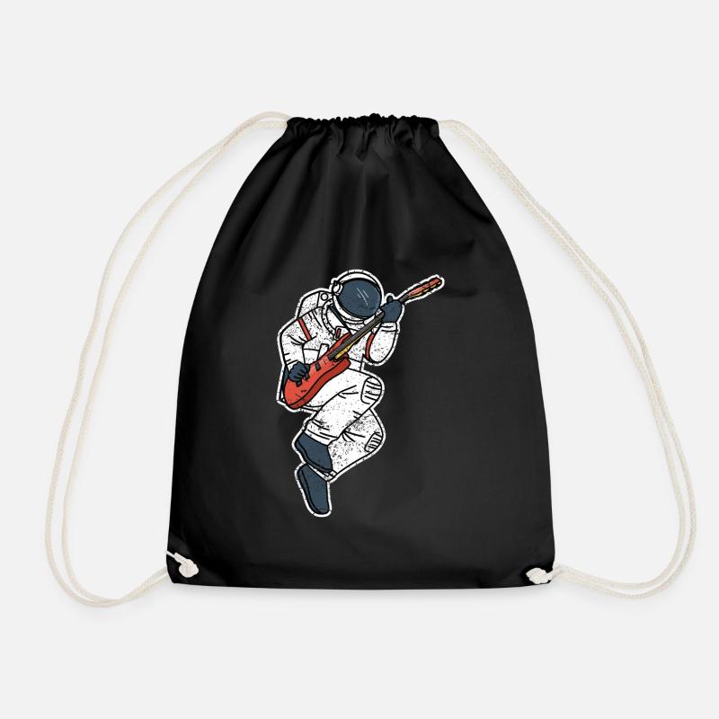 ASTRONAUT electric guitar funny universe gift - Drawstring Bag - black