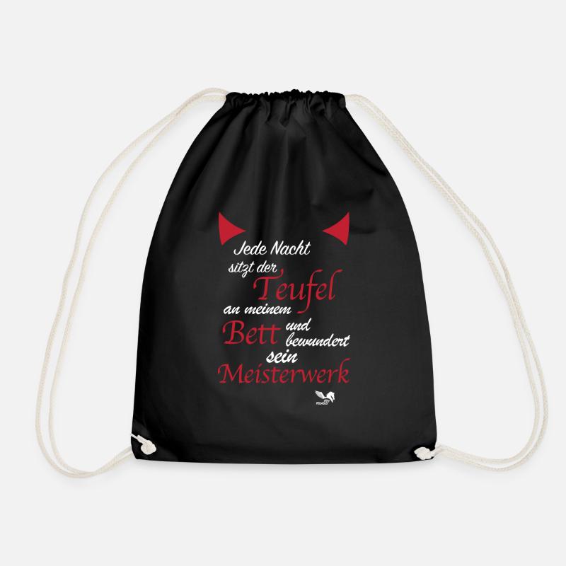 Teufel, Bett, Teufelchen,Teufelskerl, Halloween - Turnbeutel - Schwarz