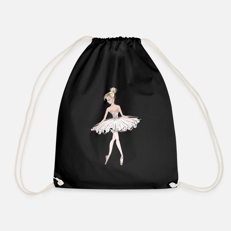 golden ballerina - Drawstring Bag - black