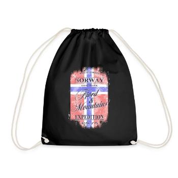 Norway Geiranger Fjord - Vintage Flag - Turnbeutel - Schwarz - Vorne