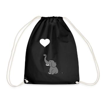 luftballon herz form liebe elefant gluecklich nied - Turnbeutel - Schwarz - Vorne