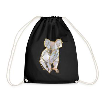 Koala Geometrische Goldlinien 2 - Turnbeutel - Schwarz - Vorne