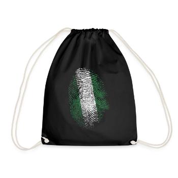 Nigeria Flag DNA Fingerprint Gift - Drawstring Bag - black - Front