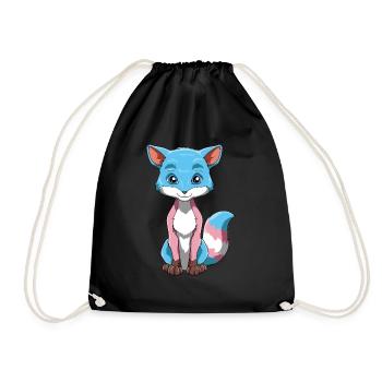 Cute Transgender Fox - Drawstring Bag - black - Front