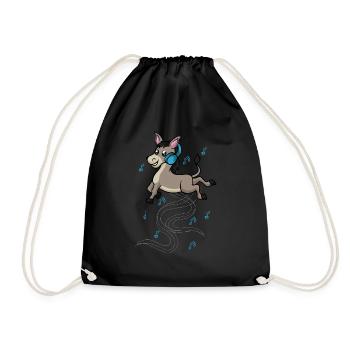 Donkeys and Music Notes Clef Musician Piano - Drawstring Bag - black - Front