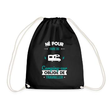 Né pour faire du camping-car Obligé de travailler - Sac de sport léger - noir - Devant