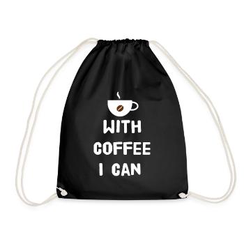 With coffee I can - Drawstring Bag - black - Front