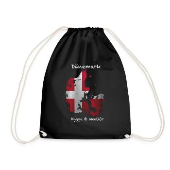 Dänemark Hygge & Mee(h)r dänische Flagge - Turnbeutel - Schwarz - Vorne