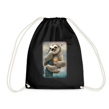 SLOTH ATTACK SHIRT - Drawstring Bag - black - Front