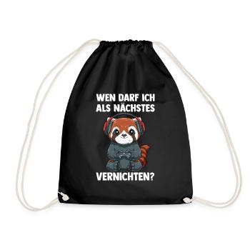 Gaming Roter Panda am Vernichten - Computer - Turnbeutel - Schwarz - Vorne