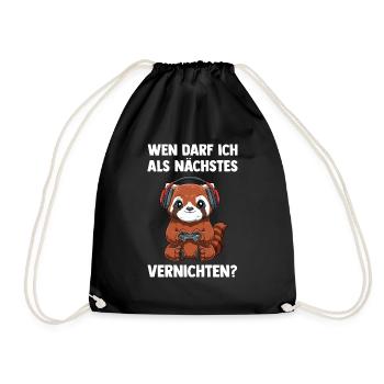 Gaming Kleiner Panda am Vernichten - Computer - Turnbeutel - Schwarz - Vorne