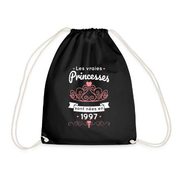 Anniversaire 25 ans - Princesses nées en 1997 - Sac de sport léger - noir - Devant