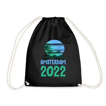 Amsterdam 2022 Palm Trees - Drawstring Bag - black - Front