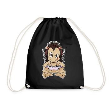 Hedgehog With Gaming Controller I Funny Gaming I - Turnbeutel - Schwarz - Vorne