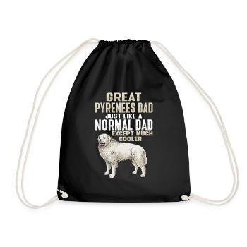 Great Pyrenees Papa Dog Papa, Great Pyrenees - Drawstring Bag - black - Front