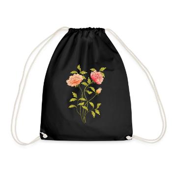 Flowers - Drawstring Bag - black - Front