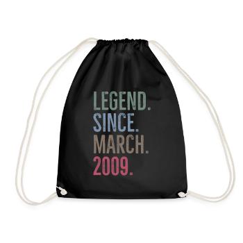 Legend Since March 2009 - Drawstring Bag - black - Front