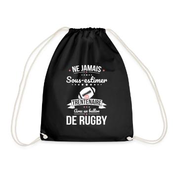 Sous-estimer une trentenaire avec ballon de rugby - Sac de sport léger - noir - Devant