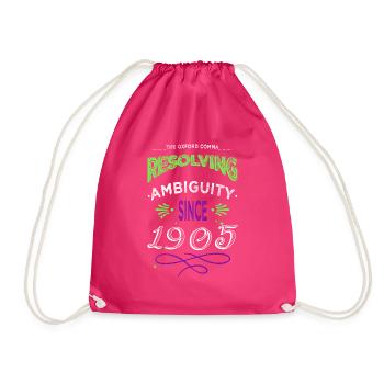 cycling writer literature funny reading happy - Drawstring Bag - fuchsia - Front