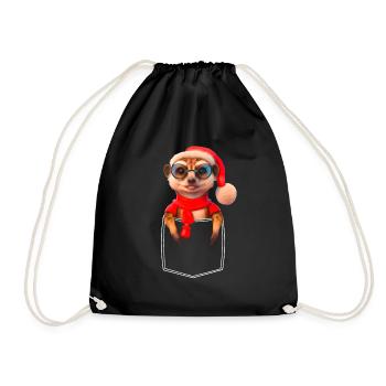 Meerkat X-Mas Meerkat Breast Pocket Pocket - Drawstring Bag - black - Front