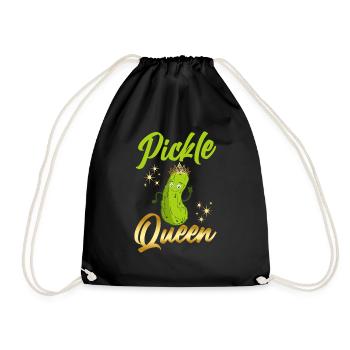 Pickle Queen Cucumber Pickles - Drawstring Bag - black - Front