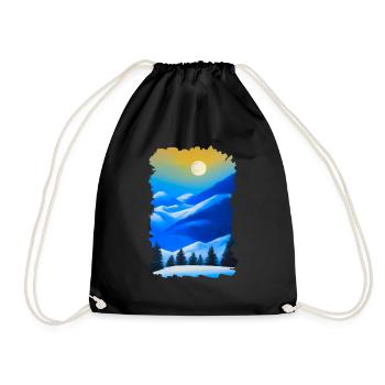 Winter Landscape Snow Nature Mountains Trees Forest 1 - Drawstring Bag - black - Front