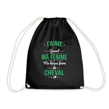 J'aime quand ma femme me laisse faire du cheval - Sac de sport léger - noir - Devant