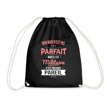 Mon mari n'est pas parfait mais il est militaire - Sac de sport léger - noir - Devant