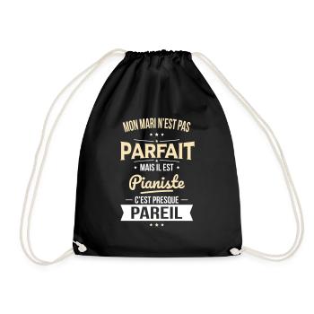 Mon mari n'est pas parfait mais il est pianiste - Sac de sport léger - noir - Devant