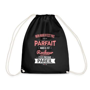 Mon mari n'est pas parfait mais il est rockeur - Sac de sport léger - noir - Devant