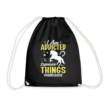 I'm addicted to expensive things - barrel - Drawstring Bag - black - Front