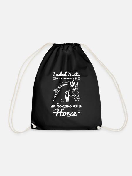 Geschenk zu Weihnachten ein Pferd - Turnbeutel - Schwarz