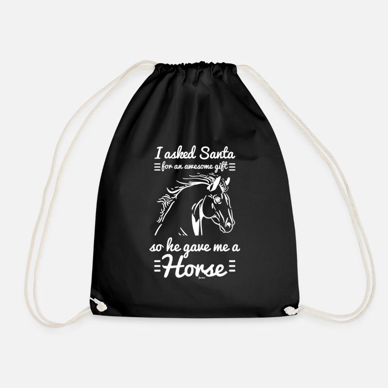 Geschenk zu Weihnachten ein Pferd - Turnbeutel - Schwarz